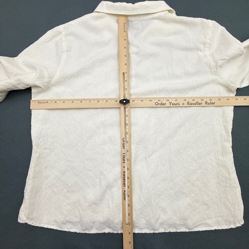 J. Jill Linen Blend Blouse Women XLP Button Down Top Textured Top Butter Yellow - Picture 8 of 10